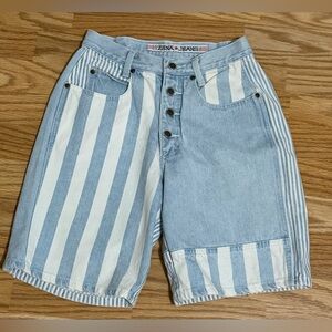 Vintage Zena Jeans High Rise Button Fly Striped Denim Shorts Women’s 5